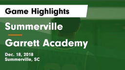 Summerville  vs Garrett Academy  Game Highlights - Dec. 18, 2018