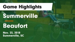 Summerville  vs Beaufort  Game Highlights - Nov. 23, 2018