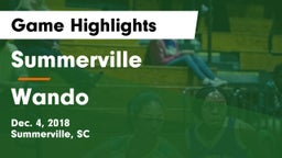 Summerville  vs Wando  Game Highlights - Dec. 4, 2018