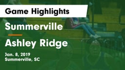 Summerville  vs Ashley Ridge  Game Highlights - Jan. 8, 2019