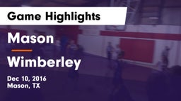 Mason  vs Wimberley  Game Highlights - Dec 10, 2016