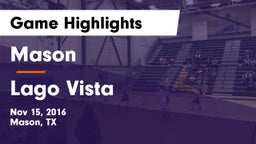Mason  vs Lago Vista  Game Highlights - Nov 15, 2016