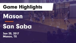 Mason  vs San Saba  Game Highlights - Jan 20, 2017