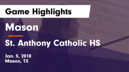 Mason  vs St. Anthony Catholic HS Game Highlights - Jan. 5, 2018
