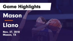 Mason  vs Llano  Game Highlights - Nov. 27, 2018
