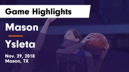 Mason  vs Ysleta  Game Highlights - Nov. 29, 2018