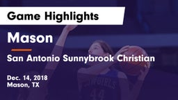 Mason  vs San Antonio Sunnybrook Christian Game Highlights - Dec. 14, 2018