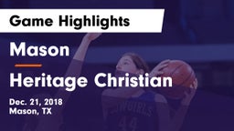 Mason  vs Heritage Christian Game Highlights - Dec. 21, 2018