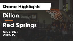 Dillon  vs Red Springs  Game Highlights - Jan. 5, 2024