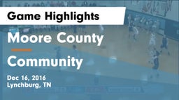 Moore County  vs Community  Game Highlights - Dec 16, 2016