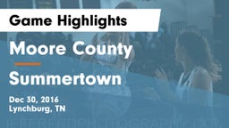 Moore County  vs Summertown  Game Highlights - Dec 30, 2016