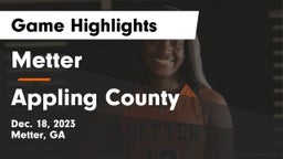 Metter  vs Appling County Game Highlights - Dec. 18, 2023