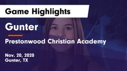 Gunter  vs Prestonwood Christian Academy Game Highlights - Nov. 20, 2020