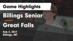 Billings Senior  vs Great Falls  Game Highlights - Feb 3, 2017