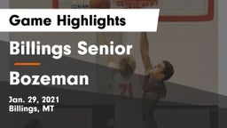 Billings Senior  vs Bozeman  Game Highlights - Jan. 29, 2021