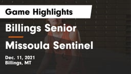 Billings Senior  vs Missoula Sentinel  Game Highlights - Dec. 11, 2021