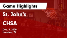 St. John's  vs CHSA Game Highlights - Dec. 4, 2020