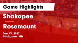 Shakopee  vs Rosemount  Game Highlights - Jan 13, 2017