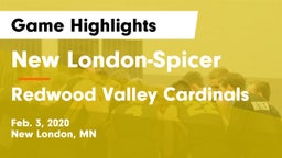 New London-Spicer  vs Redwood Valley Cardinals Game Highlights - Feb. 3, 2020