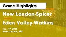New London-Spicer  vs Eden Valley-Watkins  Game Highlights - Jan. 19, 2021