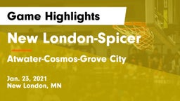 New London-Spicer  vs Atwater-Cosmos-Grove City  Game Highlights - Jan. 23, 2021