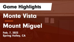 Monte Vista  vs Mount Miguel  Game Highlights - Feb. 7, 2023
