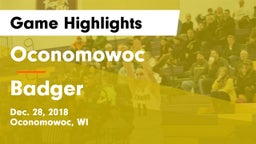 Oconomowoc  vs Badger  Game Highlights - Dec. 28, 2018
