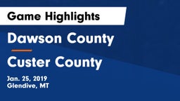 Dawson County  vs Custer County  Game Highlights - Jan. 25, 2019