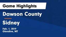 Dawson County  vs Sidney  Game Highlights - Feb. 1, 2019