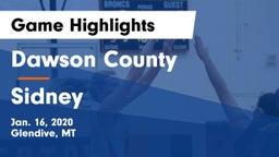 Dawson County  vs Sidney  Game Highlights - Jan. 16, 2020