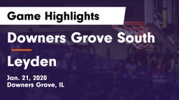 Downers Grove South  vs Leyden  Game Highlights - Jan. 21, 2020