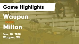 Waupun  vs Milton  Game Highlights - Jan. 20, 2020