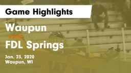 Waupun  vs FDL Springs Game Highlights - Jan. 23, 2020