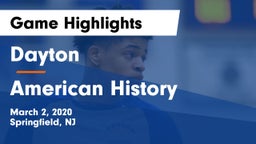 Dayton  vs American History  Game Highlights - March 2, 2020