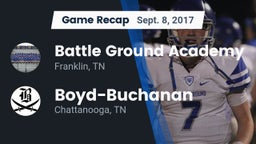 Recap: Battle Ground Academy  vs. Boyd-Buchanan  2017