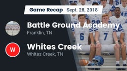 Recap: Battle Ground Academy  vs. Whites Creek  2018