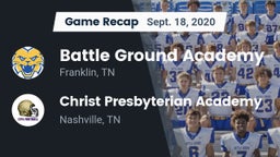 Recap: Battle Ground Academy  vs. Christ Presbyterian Academy 2020
