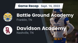 Recap: Battle Ground Academy  vs. Davidson Academy  2022