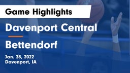 Davenport Central  vs Bettendorf  Game Highlights - Jan. 28, 2022