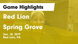 Red Lion  vs Spring Grove  Game Highlights - Jan. 18, 2019