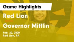 Red Lion  vs Governor Mifflin Game Highlights - Feb. 20, 2020