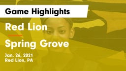 Red Lion  vs Spring Grove  Game Highlights - Jan. 26, 2021