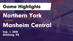 Northern York  vs Manheim Central  Game Highlights - Feb. 1, 2020