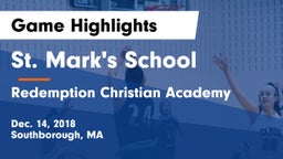 St. Mark's School vs Redemption Christian Academy Game Highlights - Dec. 14, 2018