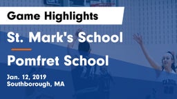 St. Mark's School vs Pomfret School Game Highlights - Jan. 12, 2019