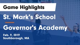 St. Mark's School vs Governor's Academy  Game Highlights - Feb. 9, 2019