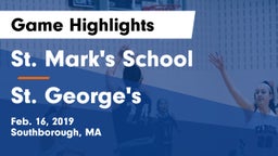 St. Mark's School vs St. George's  Game Highlights - Feb. 16, 2019