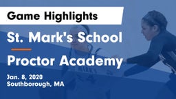 St. Mark's School vs Proctor Academy  Game Highlights - Jan. 8, 2020