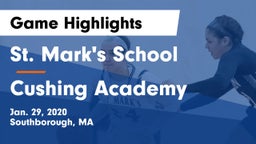 St. Mark's School vs Cushing Academy  Game Highlights - Jan. 29, 2020
