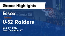 Essex  vs U-32 Raiders Game Highlights - Dec. 27, 2017
